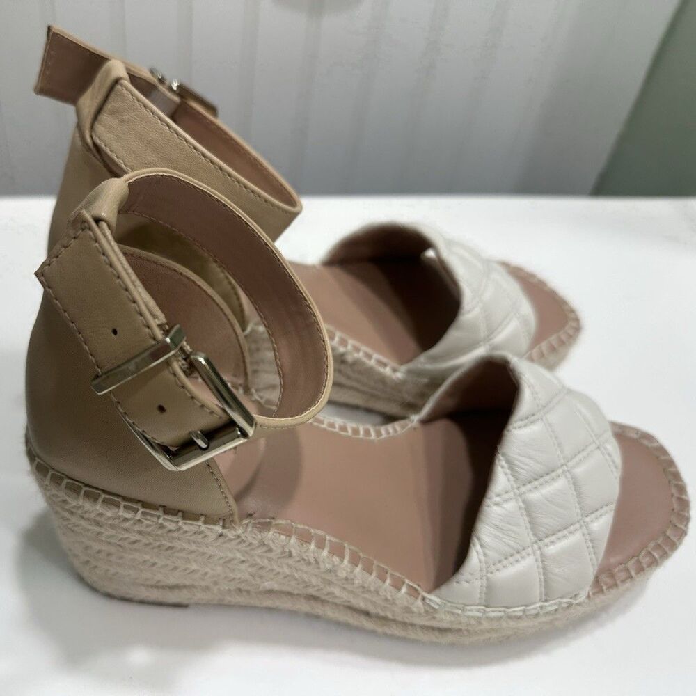 Nordstrom Carmen Espadrille Platform Wedge Sandal Beige Leather Size 8